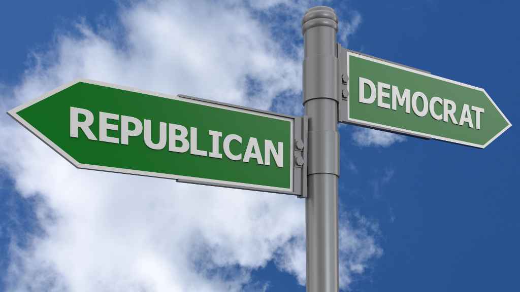 letrero demócrata y republicano
